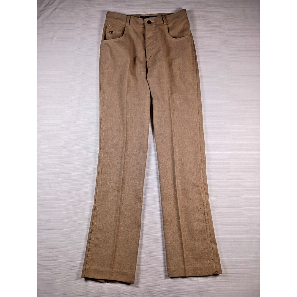 Vintage Valentino Viva High Waist Pants Tan Cotton "V" Logo 80s 90s USA Size 10
